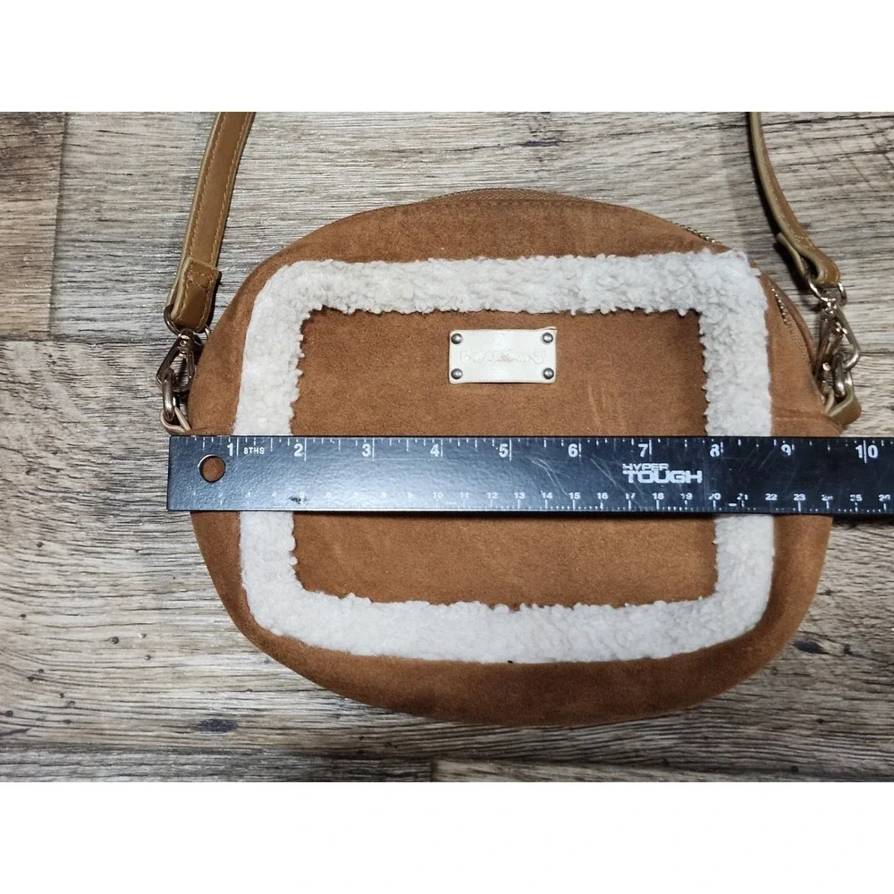 Bearpaw Faux Suede leather Sherpa fur Trim Crossbody Camera Bag - Purse